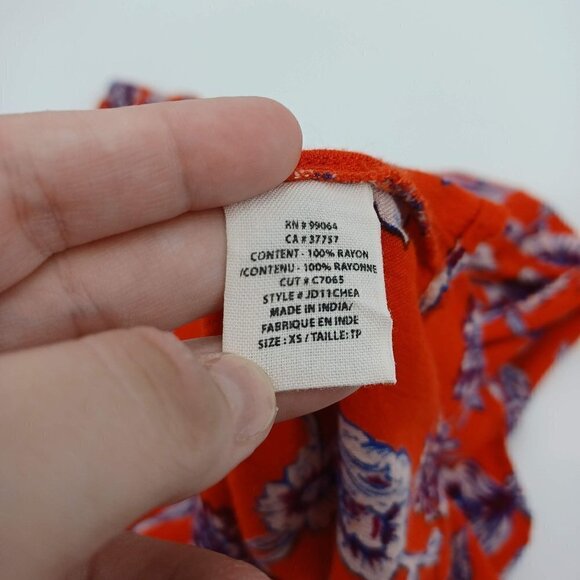Billabong Orange Floral Shift Dress Women's XS Mini Boho Festival Hippie Beach - Picture 8 of 12